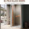 Pivot Shower Door Frameless Bi fold Shower Glass Door Clear Glass Hinged Shower Door Chrome Finish Hidden Seal Strip 2