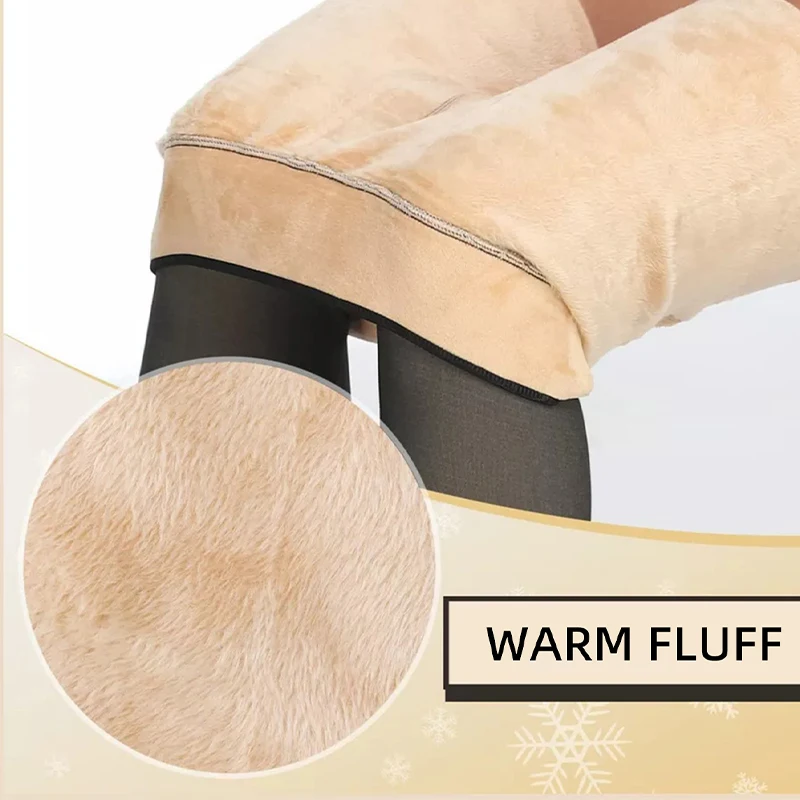 Kave 220G Winter Warm Fleece Lined Tights Pantyhose Women High Waist Thermal Stocking Insulated Pants Fake Translucent Leggings