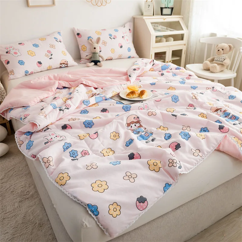 Children Summer Quilt Cartoon Fruits Colorful Comforter Adults Mechanical Wash Floral Lace Quilting Thin Quilts Cool Blankets summer quilt summer quilt set