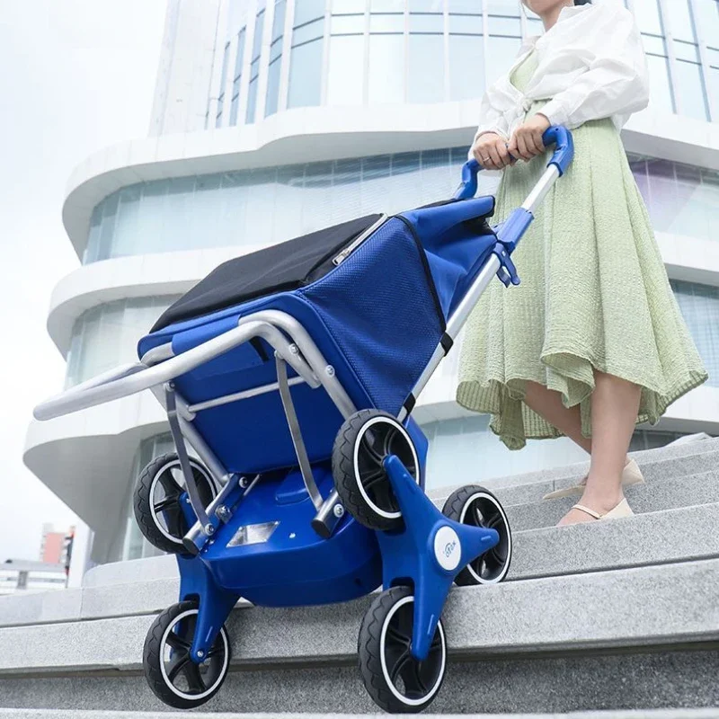 Shopping Trolley VEVOR Folding Shopping Cart Utility Grocery Basket Cart Shopping Stair Climbing Cart - View #2