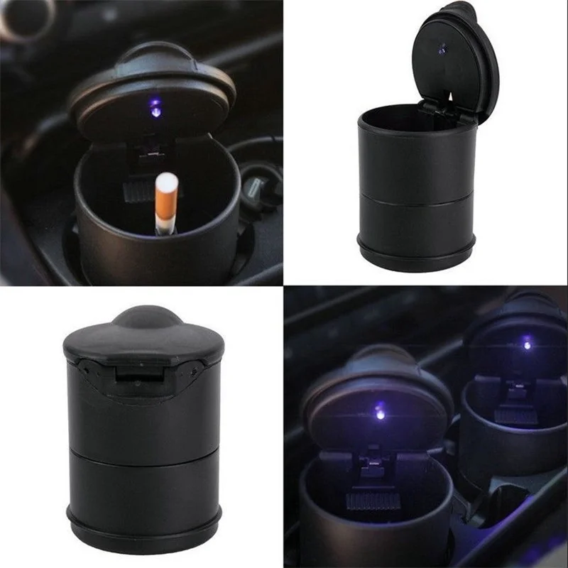 1pcs Portable Car Cigarette Ashtray Cup With LED Light Detachable One Touch Open Vehicle Ashtray Holder Auto Accessories