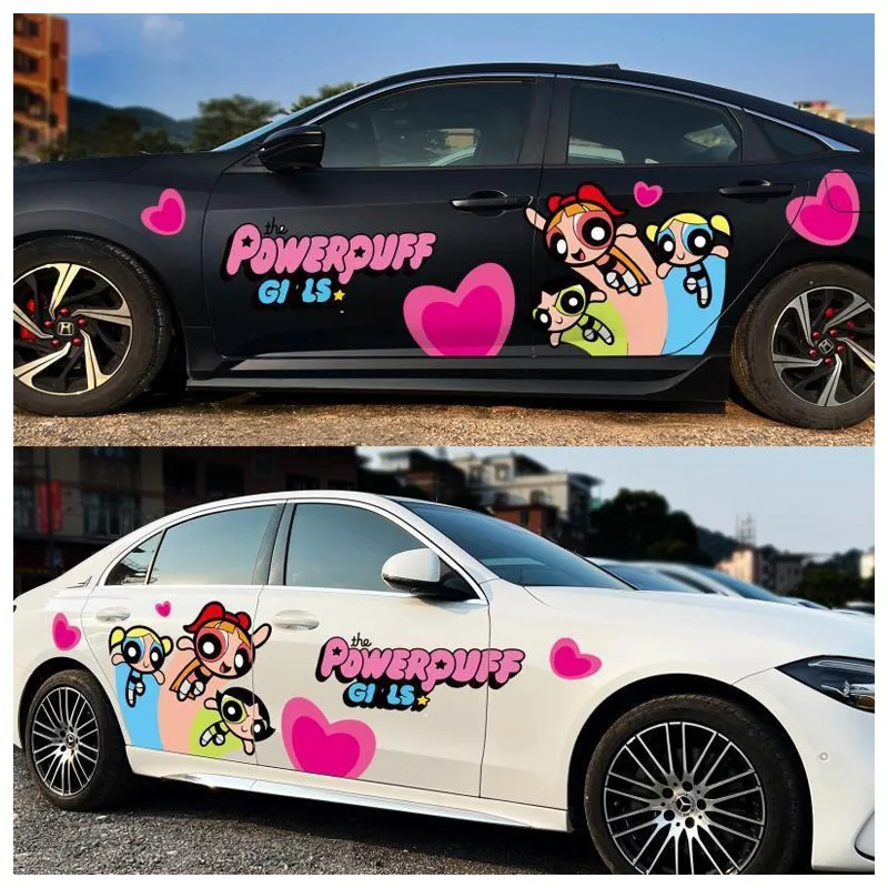 

Anime The Powerpuff Girls Series Car Creative Decoration Stickers Cute Auto Decoration Accessories Scratches Blocking Sticker