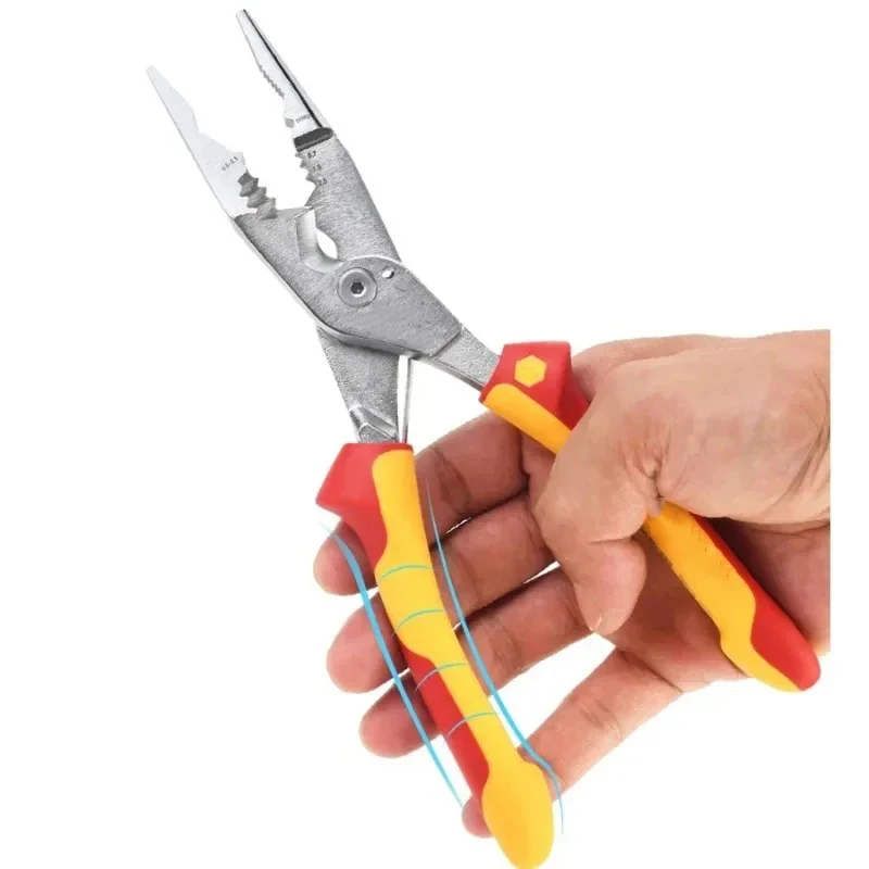 

1pc 8-in-1 Multifunctional Electrician's Pliers With Insulating Tips For Stripping And Crimping Cable Cutters Wire Stripper