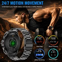 Montre connectée GPS de qualité militaire pour hommes, batterie 1000mAh, boussole, appel Bluetooth HD, étanche, fréquence cardiaque, montre de sport et de fitness 5