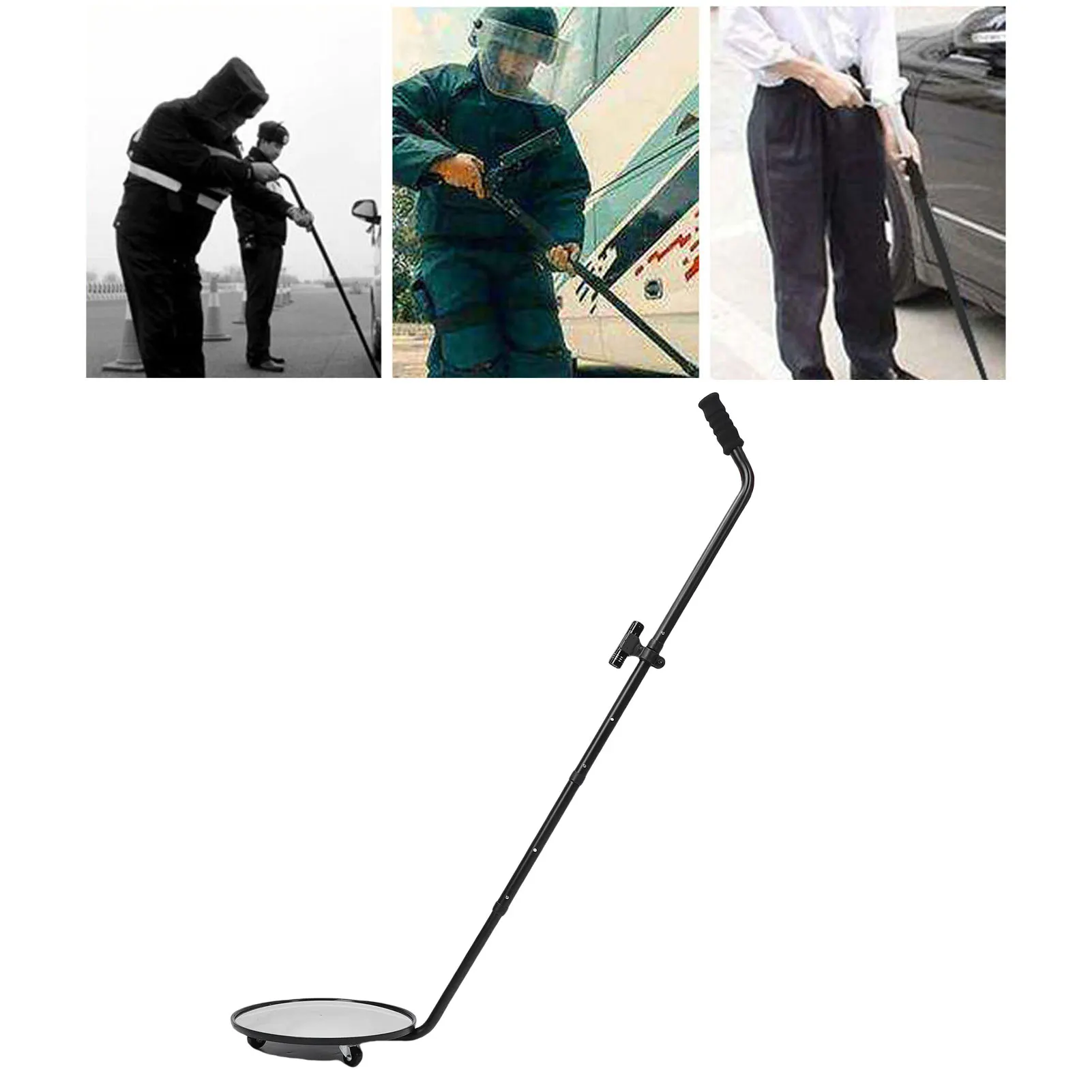 자동차 하부 검사 거울 30cm 직경 텔레스코핑 볼록 검색 거울 3개의 바퀴와 LED 손전등 포함