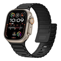 Universal Silicone Magnetic Watch Strap - Sleek & Versatile Design for 42 44 45 46 49 mm (Black)