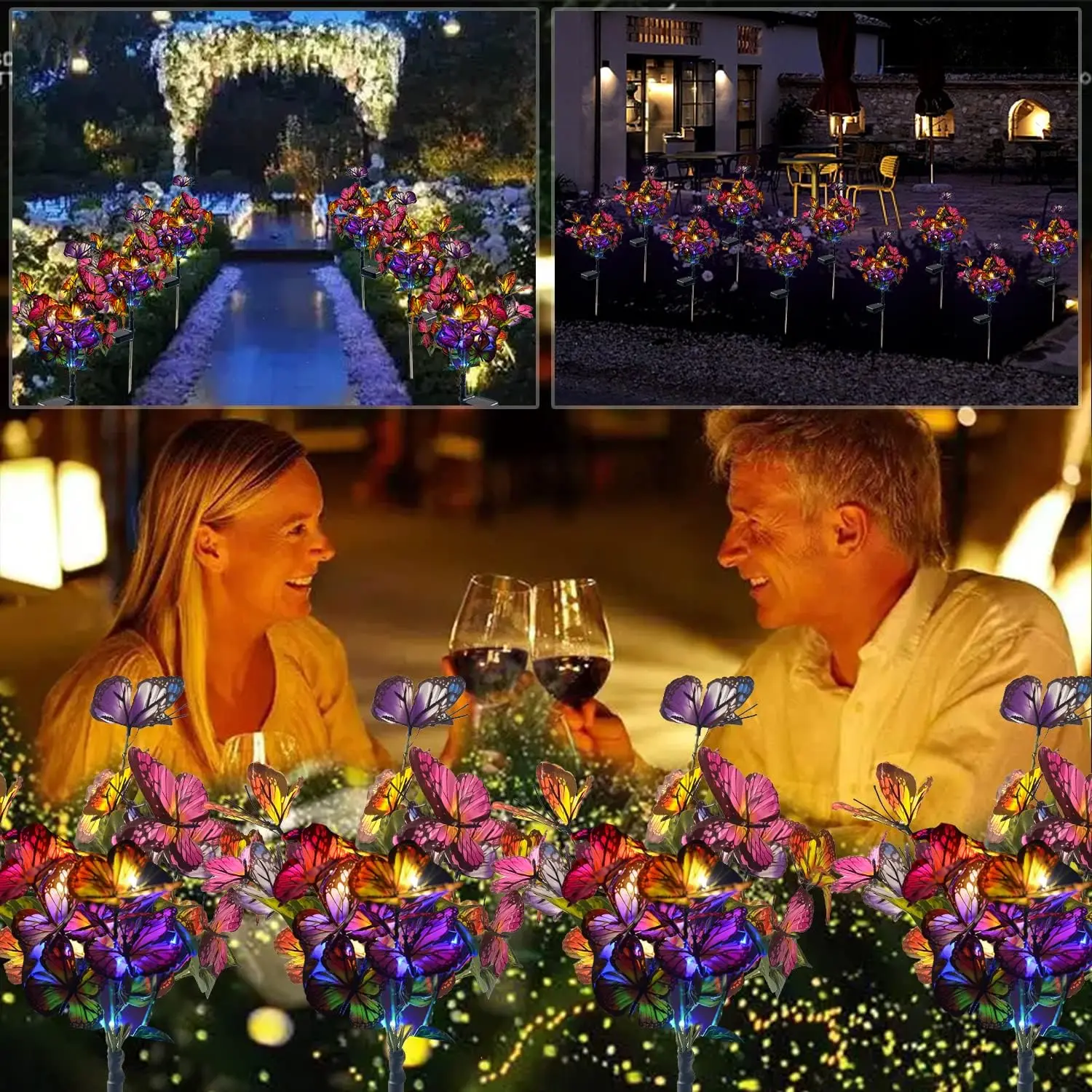 Outdoor Solar Light Garden Butterfly Light,Upgrated Solar Stake Light with Four Color LED Butterflies for Party/Yard Decoration
