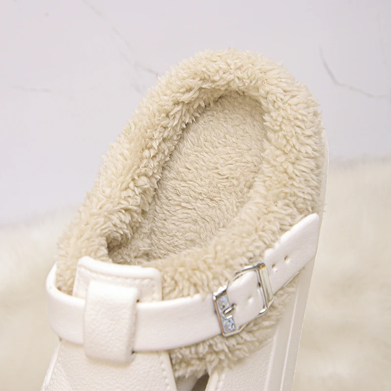 Winter Warm Fluffy Clogs Slippers Women Eva Waterproof Non Slip Home Slides Woman Lightweight Soft Sole Fuzzy Cotton Slippers