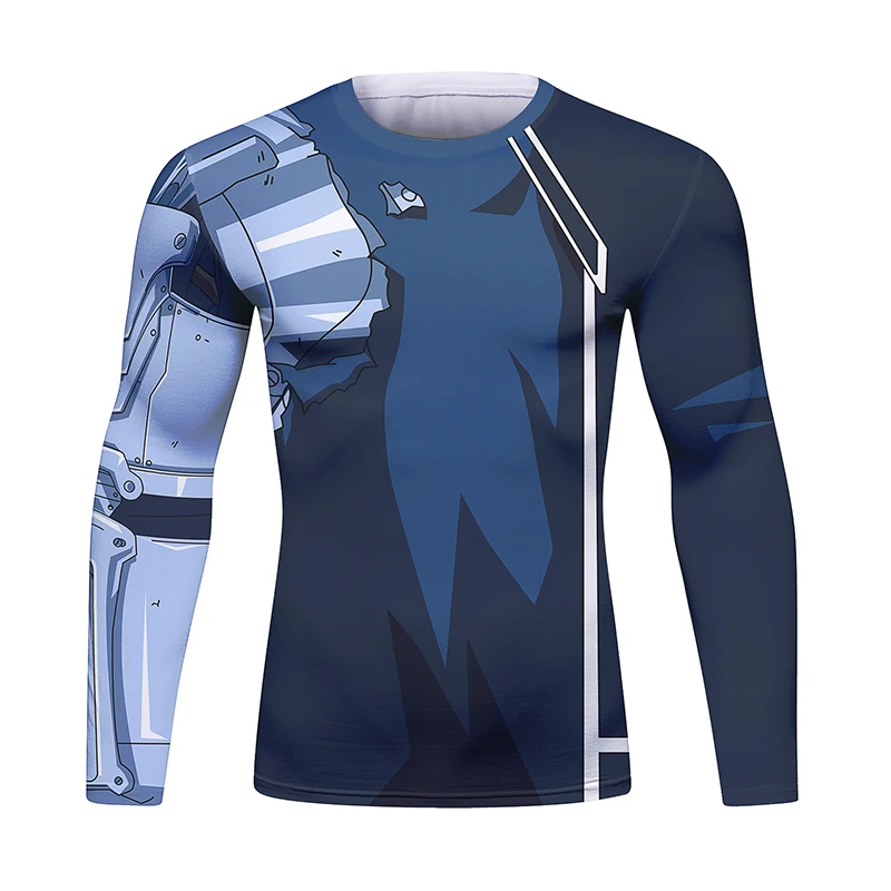 BJJ Fight Rashguard Men's Sports T-shirt Tops Fitness Printed Sublimation Boxing MMA Compression Tights Long Sleeve T-Shirts sports apparel mens t shirt