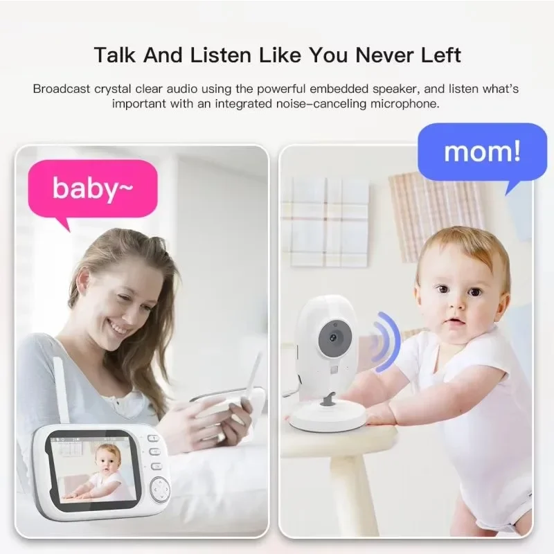 3.5 inch Wireless Video Baby Monitor Night Vision Temperature Monitoring 2 Way Audio Talk Baby Nanny Security Camera