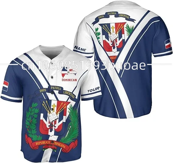 Summer New Customized Dominican Republic Baseball Jersey 3D Printed Men's and Women's Casual Fashion Street Baseball Shirt 5