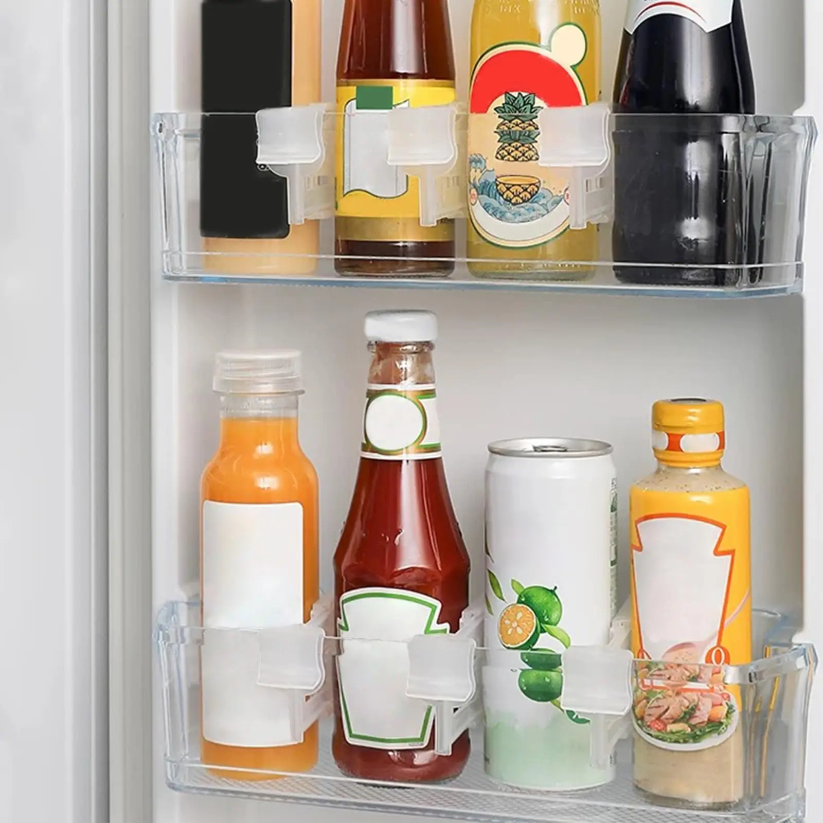 Refrigerator Dividers Clip,Adjustable Plastic Organizer Tools,Fridge Door Retractable Snap-on Space Separators Kitchen Storage - 6