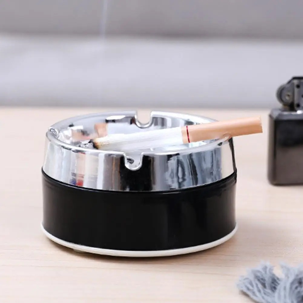 Round Stainless Steel Ashtray Windproof Desktop Ash Container