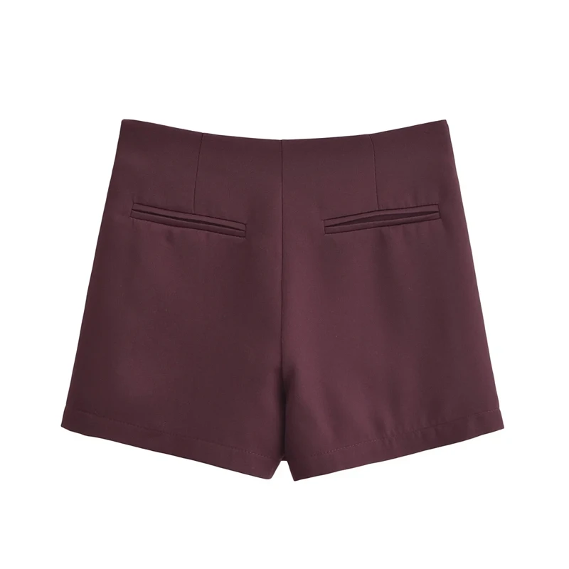 XNWMNZ 2024 Autumn New Woman's Casual Side Zipper Skirt Pants High Waist Hipster Woman Short Bottoms Ruffles Regular Fit Shorts