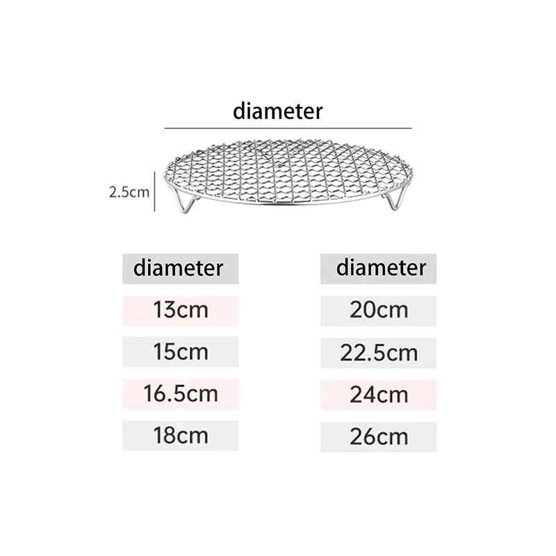 Round Air Fryer Rack With Legs Stackable Grid Grilling Rack Stainless Steel Anti-corrosion For Home Kitchen Oven Steamer Cooker steamer rack air fryer rack