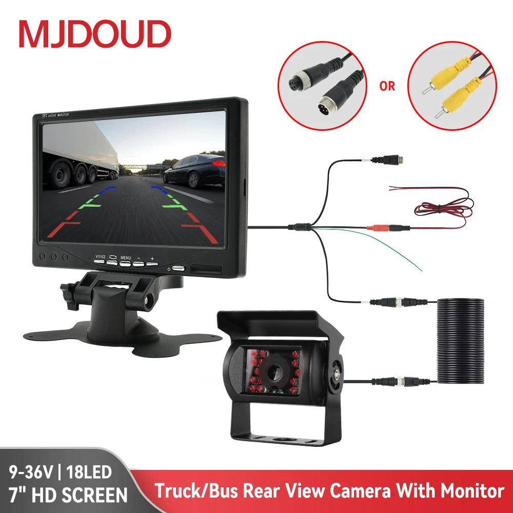 7 Inch Car Monitor With Rear View Camera For Truck Bus Parking 9-36V Security Display 1024*600 HD LCD Screen Universal car display monitor car rear view camera