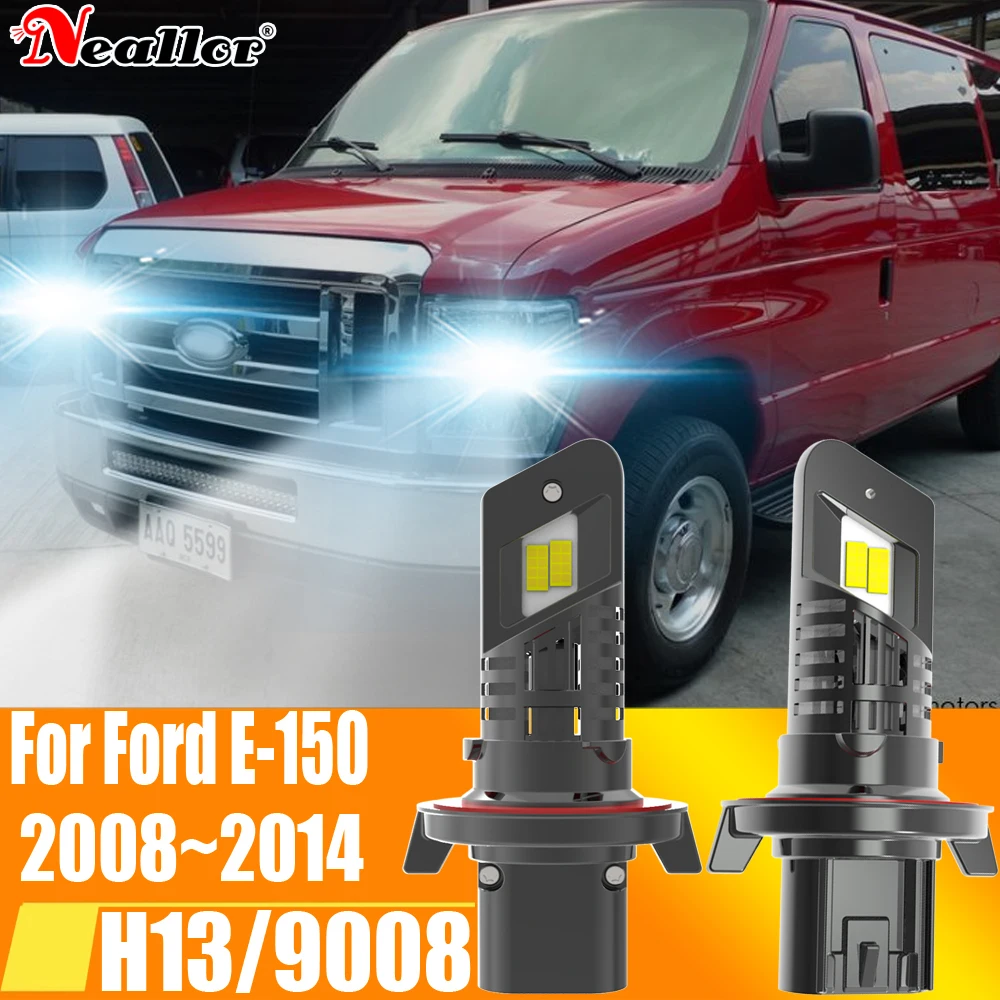 

2 шт. H13 9008 светодиодные фары Canbus безошибочная автомобильная лампа высокой мощности белая противотуманная фонарь Диодная лампа 12 В 55 Вт для Ford E150 фонарь 2008 ~ 2014