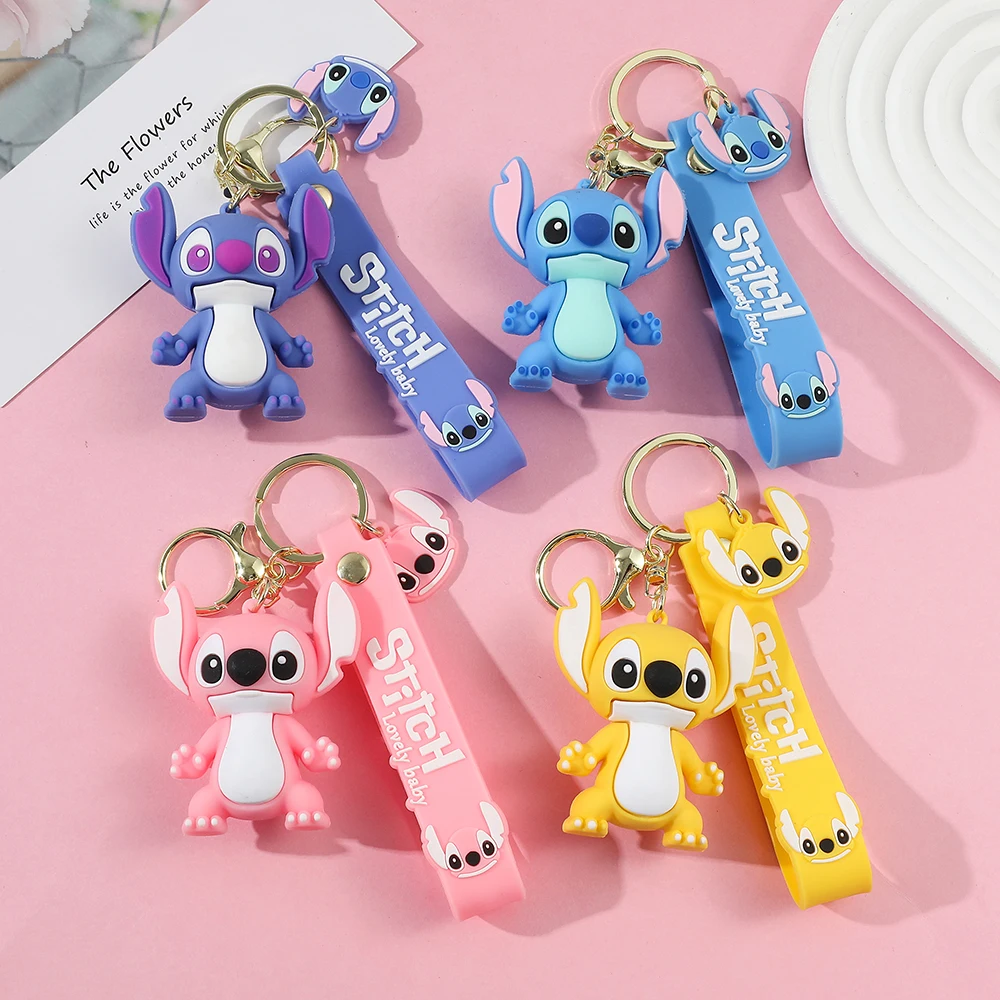 

New Anime Disney Keychain Cartoon Mickey Mouse Minnie Lilo & Stitch Cute Doll Keyring Ornament Key Chain Pendant Kids Toys Gifts