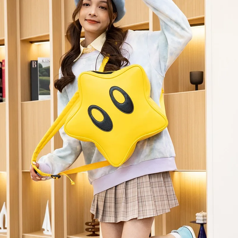 Y2K Large Eyes Yellow Star Backpack Cartoon Schoolbag Bookbag Shopping Kids Travelling Backpack Waterproof Shoulder Bag