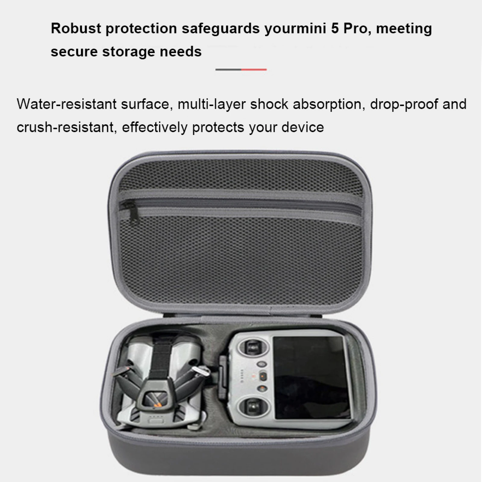 Hesupy Draagtas Case voor DJI Mini 5 Pro, reizen opbergtas met schouderriem voor RC 2/RC-N3 Controller Draagbare Beschermhoes Organizer voor Mini 5 Pro Drone accessoires, Pu Zwart, Draagtas Case voor