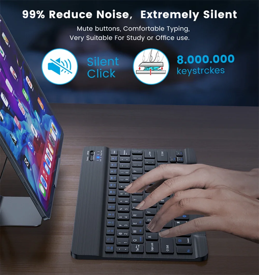 Premium Portable 10-inch Wireless Hebrew/English Keyboard Set