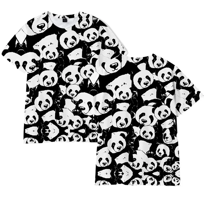 

2024 New Panda 3D Printed T-Shirts Cute Animal Streetwear Men Women Fashion Oversized Clothing Harajuku Short Sleeve Kids Tops
