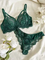 Lingerie et sous-vêtements pour femmes, soutien-gorge à armatures et culotte brésilienne à bretelles en dentelle fantaisie, style victoria 1