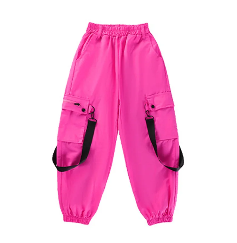 Kid Kpop Hip Hop Clothing Black White Print Oversized T Shirt Top Streetwear Cargo Pants for Girl Boy Jazz Dance Costume Clothes