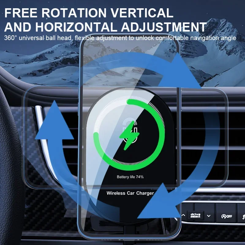 Wireless Car Charger Phone Holder for iPhone with Magnetic Mount