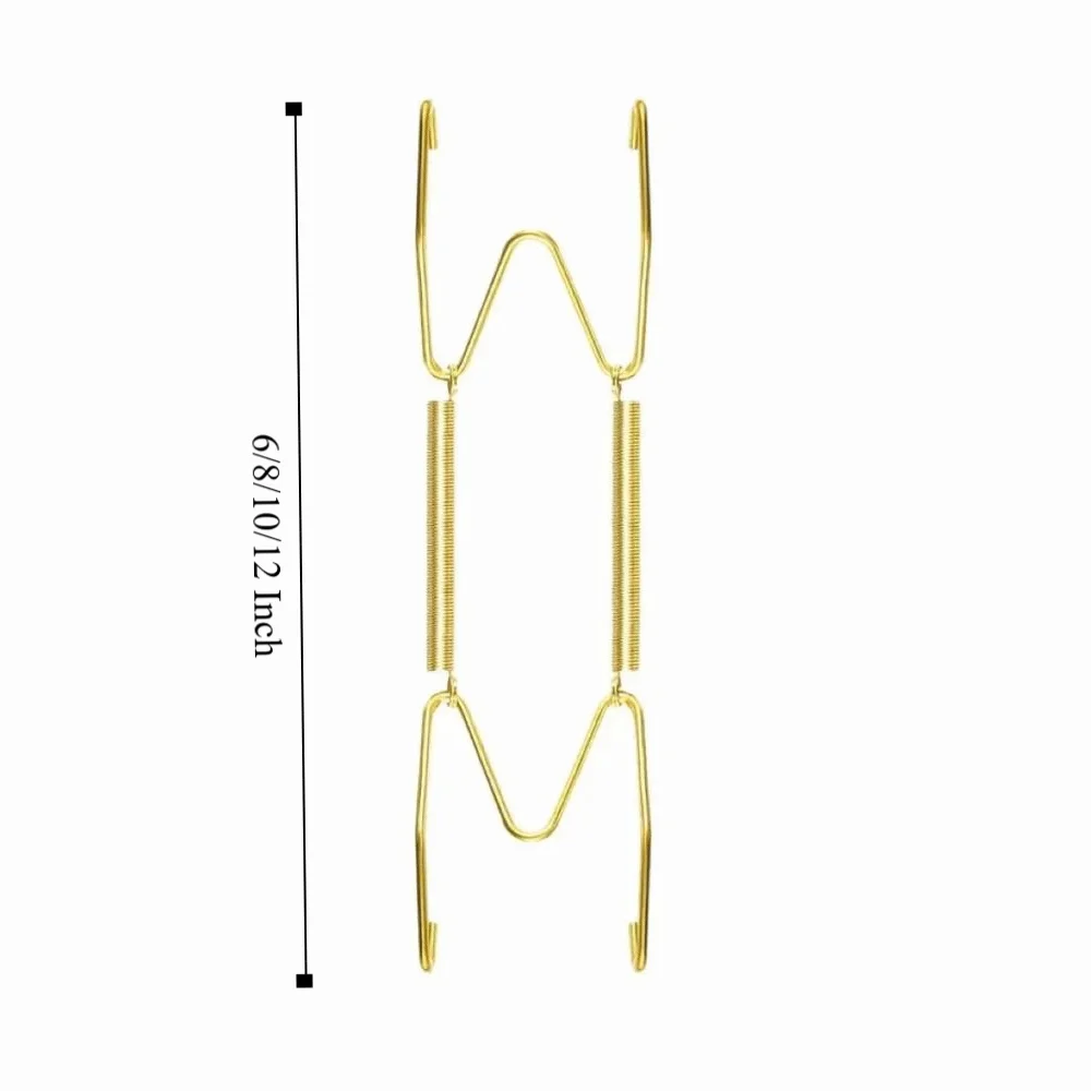 10pcs 6/8/10/12 Inch Spring Hanging Plate Hook Decorative Durable Dish Display Holder Golden Metal W-type Invisible Disc Hook