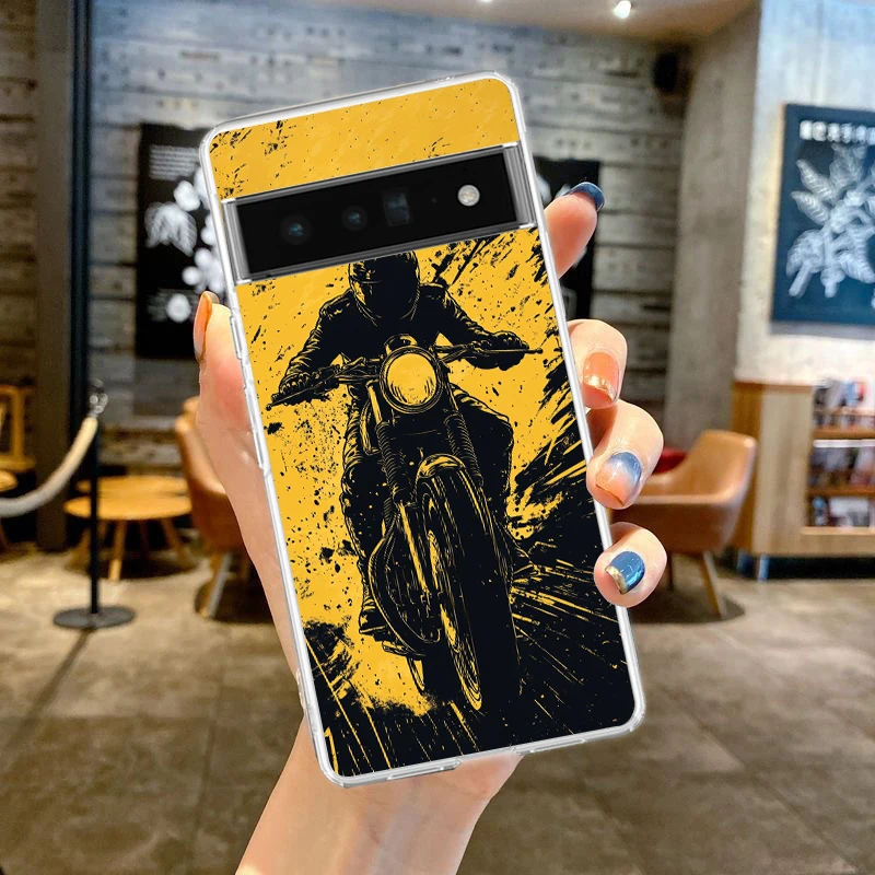 Clear TPU Phone Case with Cool Motorcycle Design