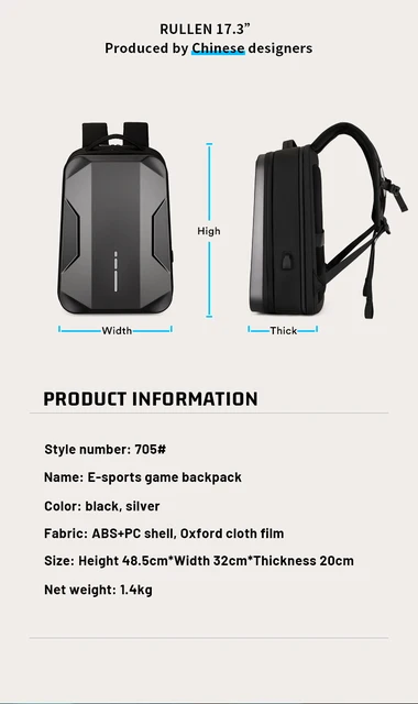 17.3インチハードシェルラップトップバックパック防水ゲームラップトップバッグメンズブラック CX-ykbbs-FBA ハードシェルバックパック ハードシェルバックパック