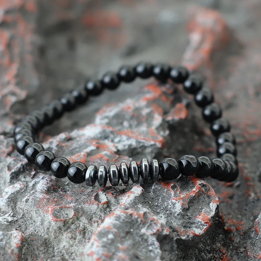 Minimalist ische Männer Strang Armband 6mm kleinen Stein schwarz Hämatit Heilung Braslet Meditation Yoga Tiger Augen Armband Pulsera Hombre – Detail 8
