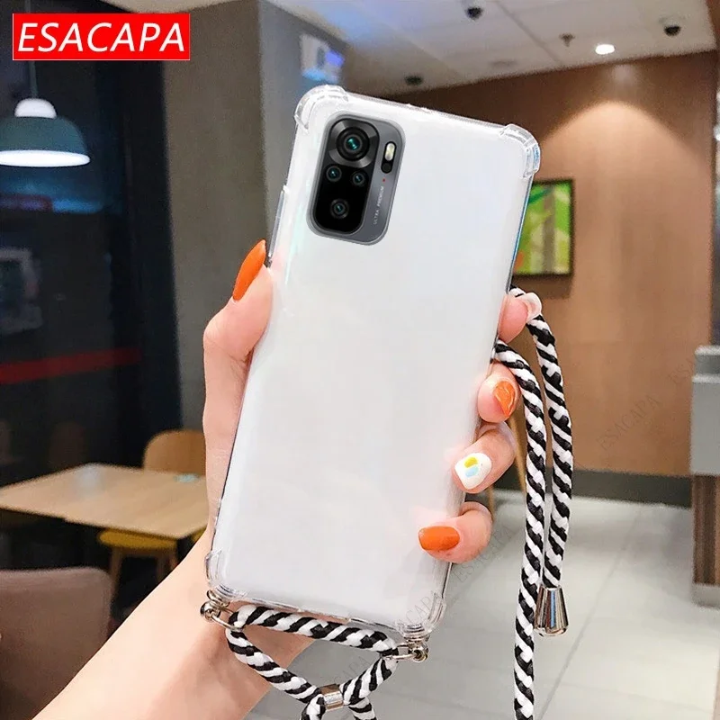Transparent Shockproof TPU Crossbody Lanyard Case with Strap Cord Necklace