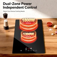 2-зонная керамическая варочная панель, 3000 Вт с замком от детей, 9 уровней нагрева, таймер на 1–99 минут, черный (сертификация CE) — изображение 2