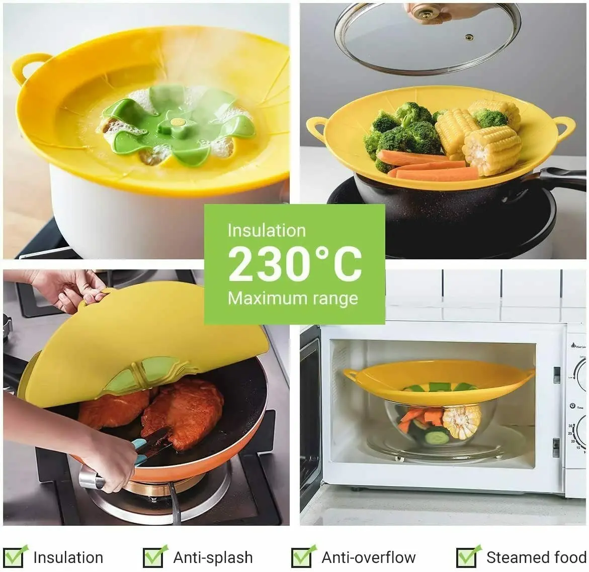 Couvercle de la poêle couvercle en Silicone bouchon de déversement  couvercle pour casserole accessoires de cuisine outils de cuisine  ustensiles de cuisine à fleurs accessoires de cuisine