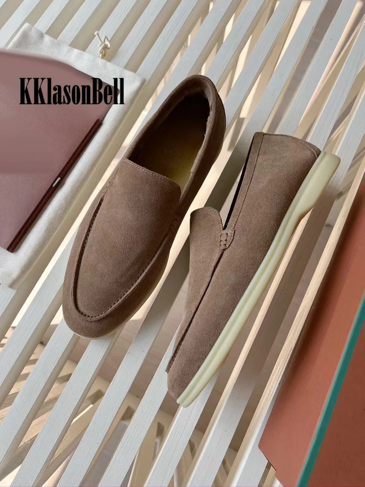 11.2 L * P 남성용 울 안감 로퍼, 암소 스웨이드, 천연 가죽 슬립온, 편안한 고무 신발, KKlasonBell