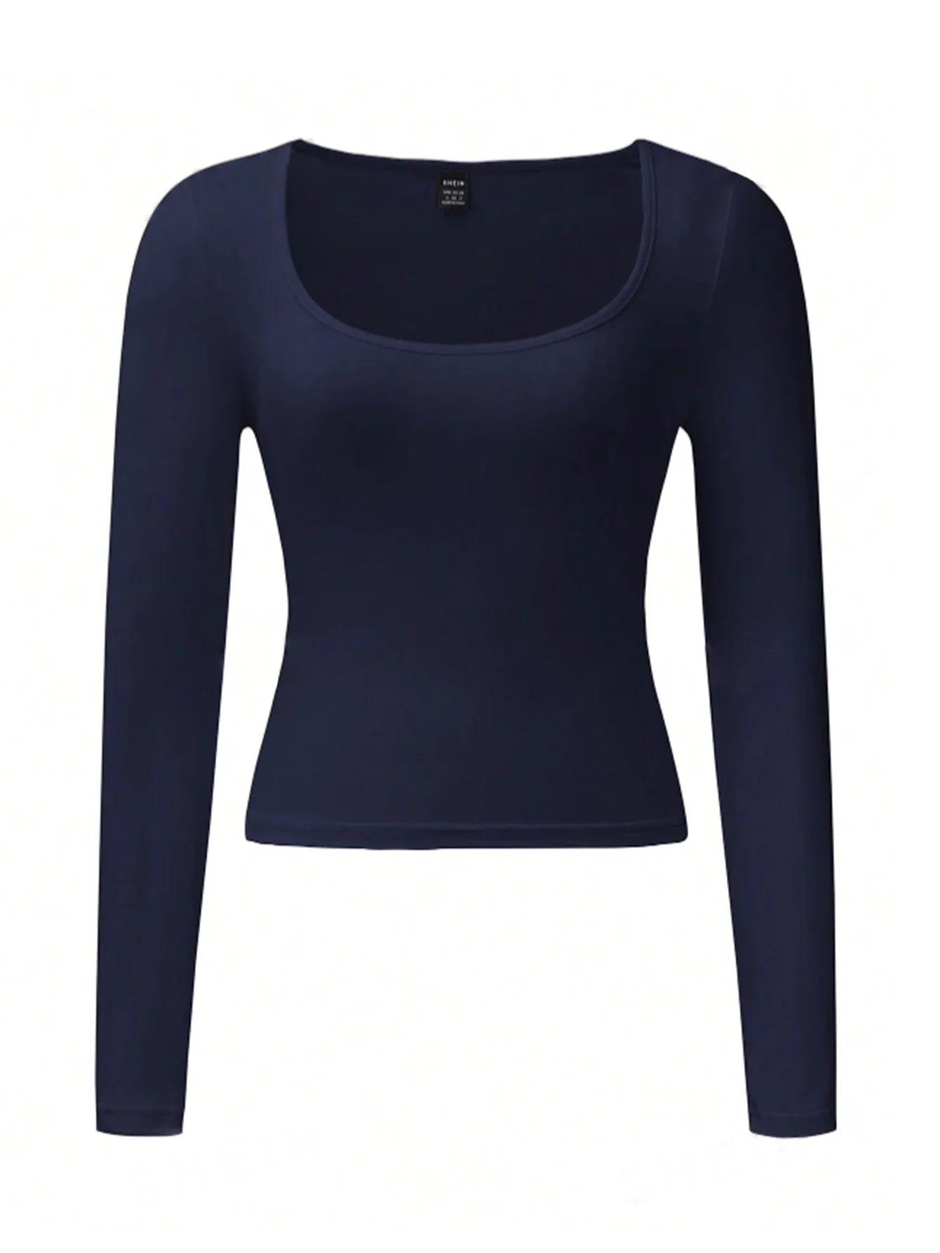 Women's Long Sleeved U-neck T-Shirt Top Solid Color Street Spicy Girl Casual Autumn Tight Fitting Women's T-Shirt 2024 New Item 3