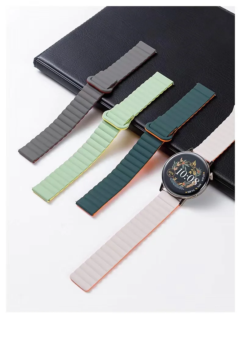 20mm 22mm Magnetic Loop For Samsung Galaxy watch 5 pro 7 6 4 Classic 42mm 46mm Silicone link bracelet huawei GT 2-2e-3-4 strap