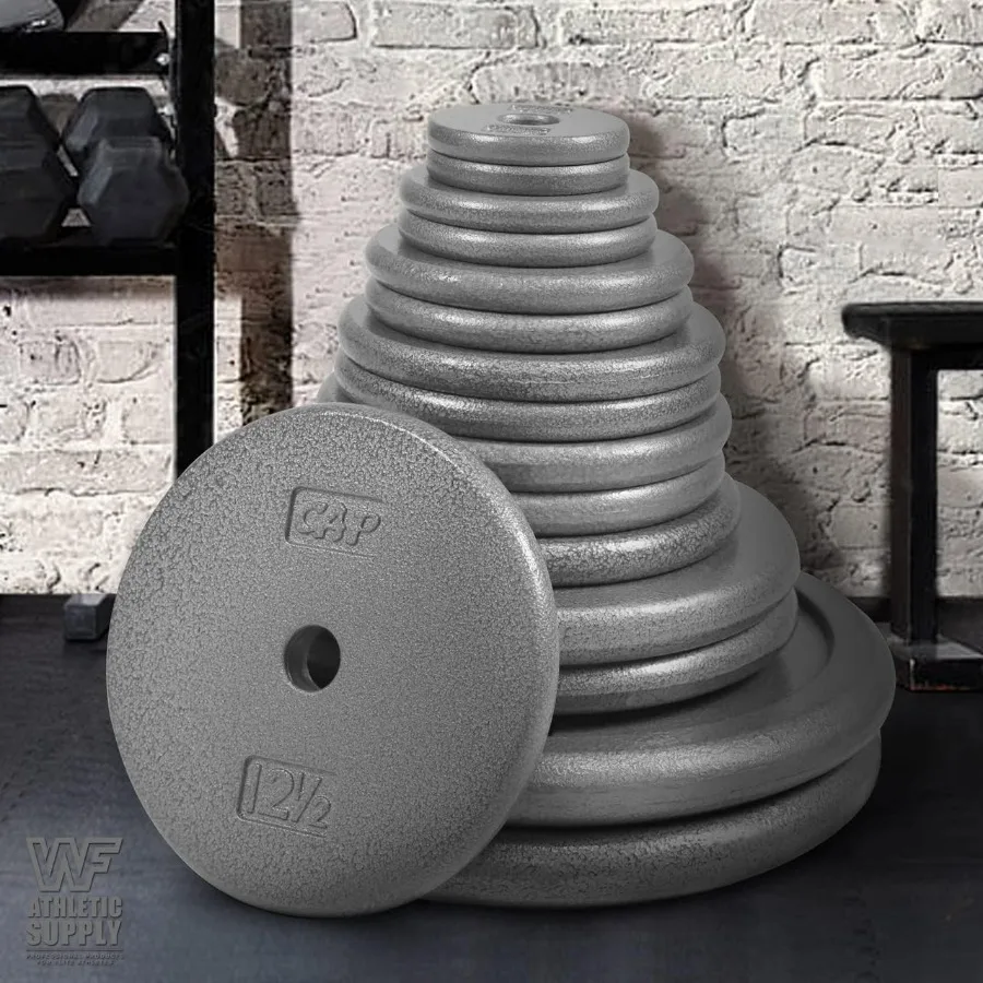 Grey Standard Solid Cast Iron Weight Plates with 1inch Center Hole Designed for Standard Barbell and Dumbbell Handles Available
