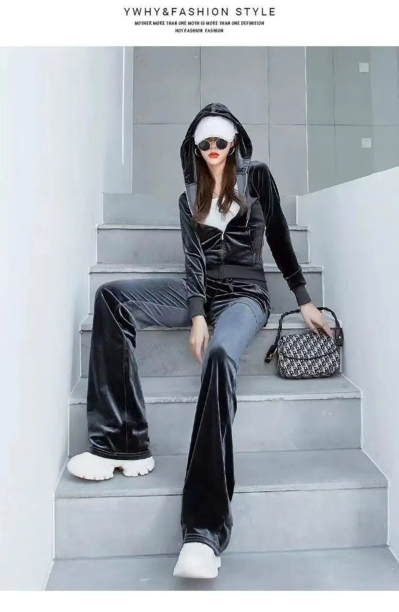 Velvet Hooded Sports Set Image 5