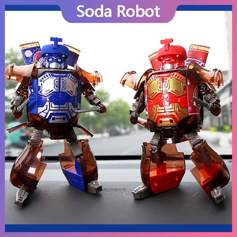 New Soda Deformation Robot Action Figure Mecha Warrior Creative Model Toy Cola Orange Juice Boy Assembly Collection Kid Gift