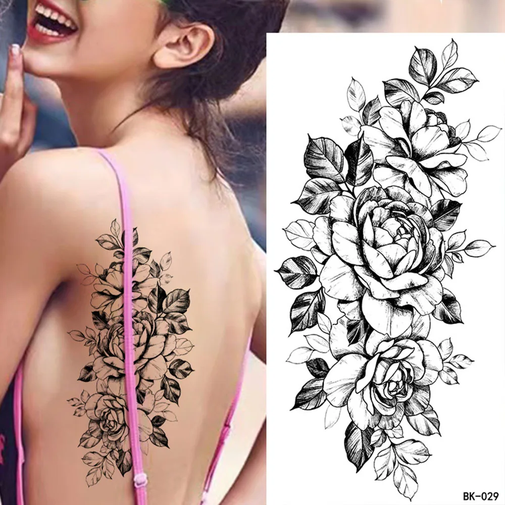 

1PC Popular Women Sexy Ballet Black White Flowers Tattoos Sticker Temporary Drawing Body Art Fake Water Transfer Wholesale