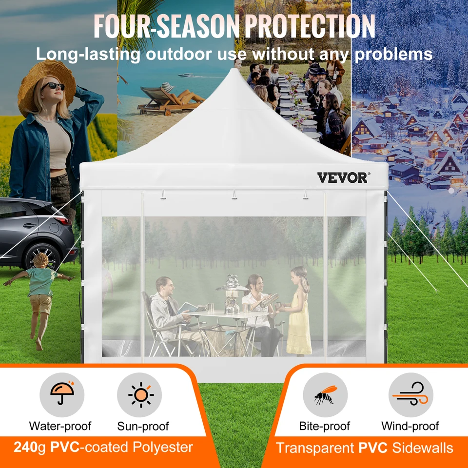WEIZE Gazebo Pop-up 3x3m Con Pulsante - Tenda Da Campeggio Regolabile E Portatile Con 4 Sacchi Per Pesi - Ombra Istantanea Per Eventi E Giardino