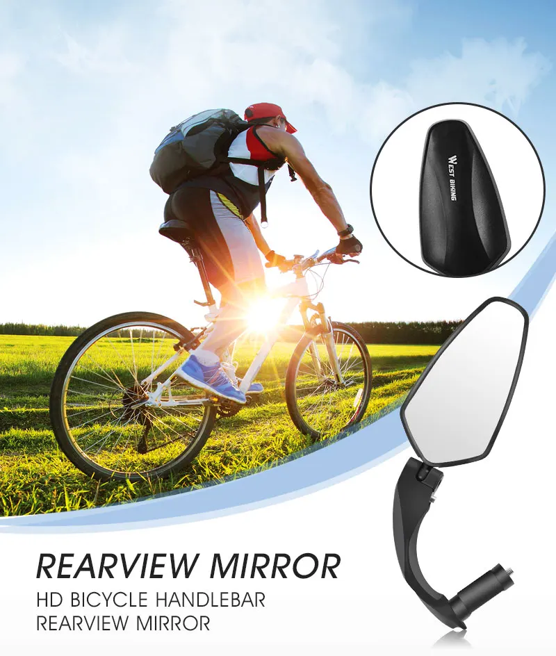 Description Picture 3 of itemWEST BIKING Bike Handlebar Mirror Cycling Rear View Mirror 360 Degree Rotating Rearview Handlebar for Bicycle Mirror