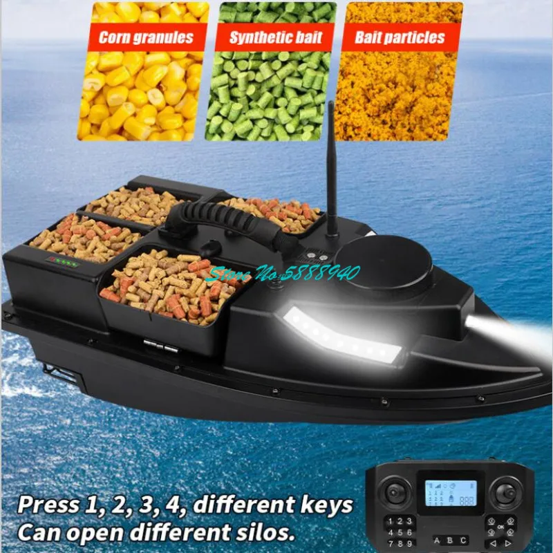 500M 2KG Loading Large Remote Control Fishing Bait Boat 100GPS Fixed Speed Cruise Auto Return 4 Hopper RC Fishing Lure Bait Boat 3