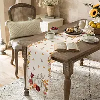Fall Thanksgiving Pumpkin Linen Table Runner Dresser Scarves Decor Farmhouse Kitchen Table Runner Thanksgiving Decorations 4