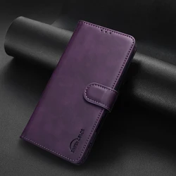Leather Flip Wallet Case with RFID Protection and Card Slots Cover for Poco X5 (PURPLE)
