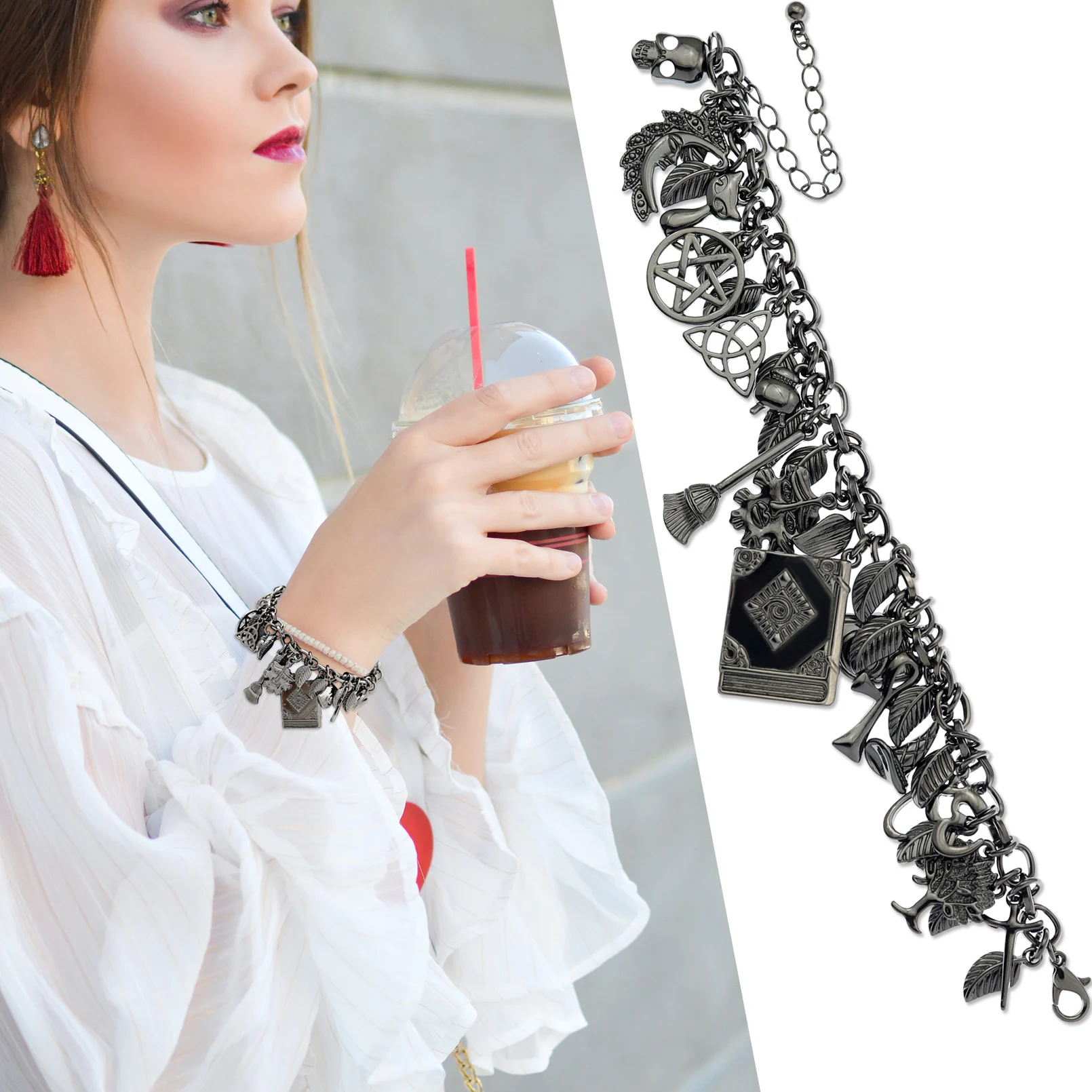 Women's Mythology Fairytale Bracelets Beads Charms Mermaid Seahorse Link Chain Crystal Bangle Armband Aesthetic Jewelry Vintage bracelet jewelry