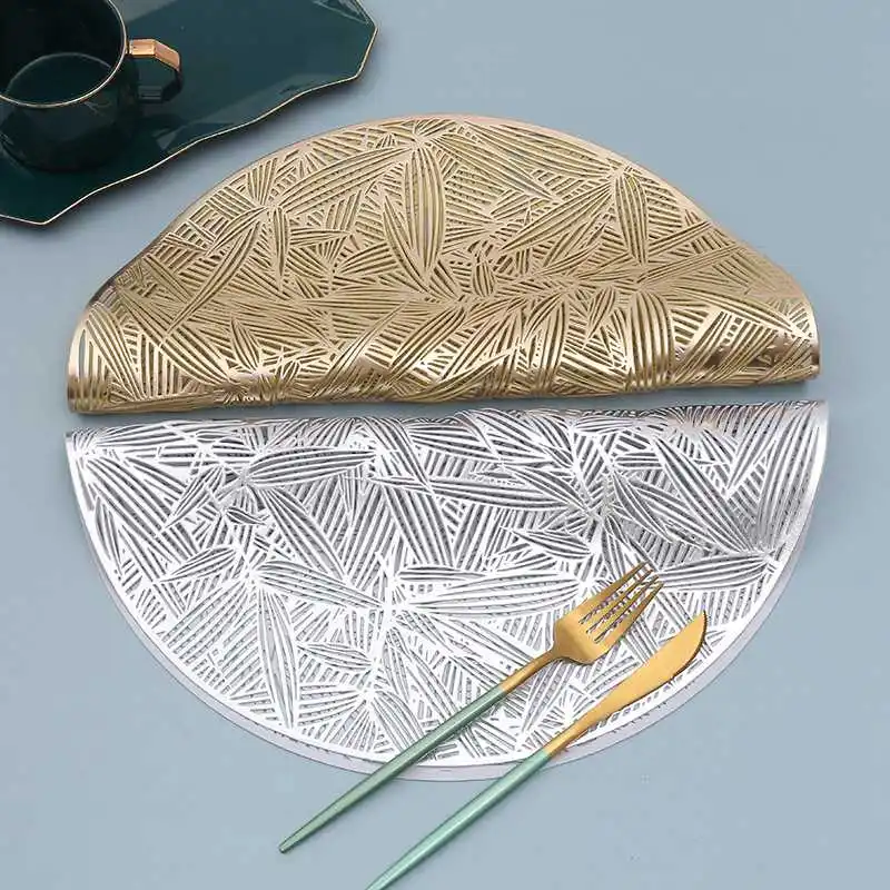 

Table Mat Home Christmas Hibiscus Flower Insulation Coaster Bronzing PVC Pads Table Bowl Decor Heat Resistant Placemat Hollow